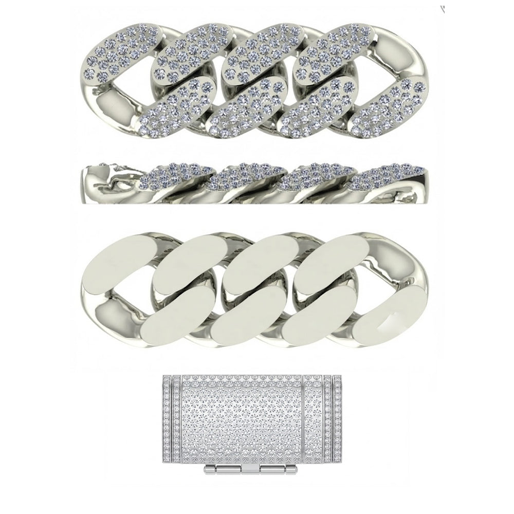 14mm Moissanite Diamond Fully Iced Three Row Cuban Link Chain