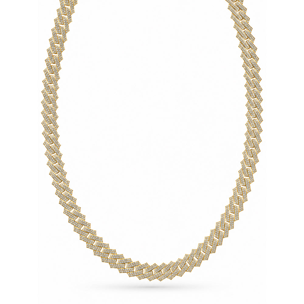 14mm Moissanite Diamond Fully Iced Square Double Row Cuban Link Chain