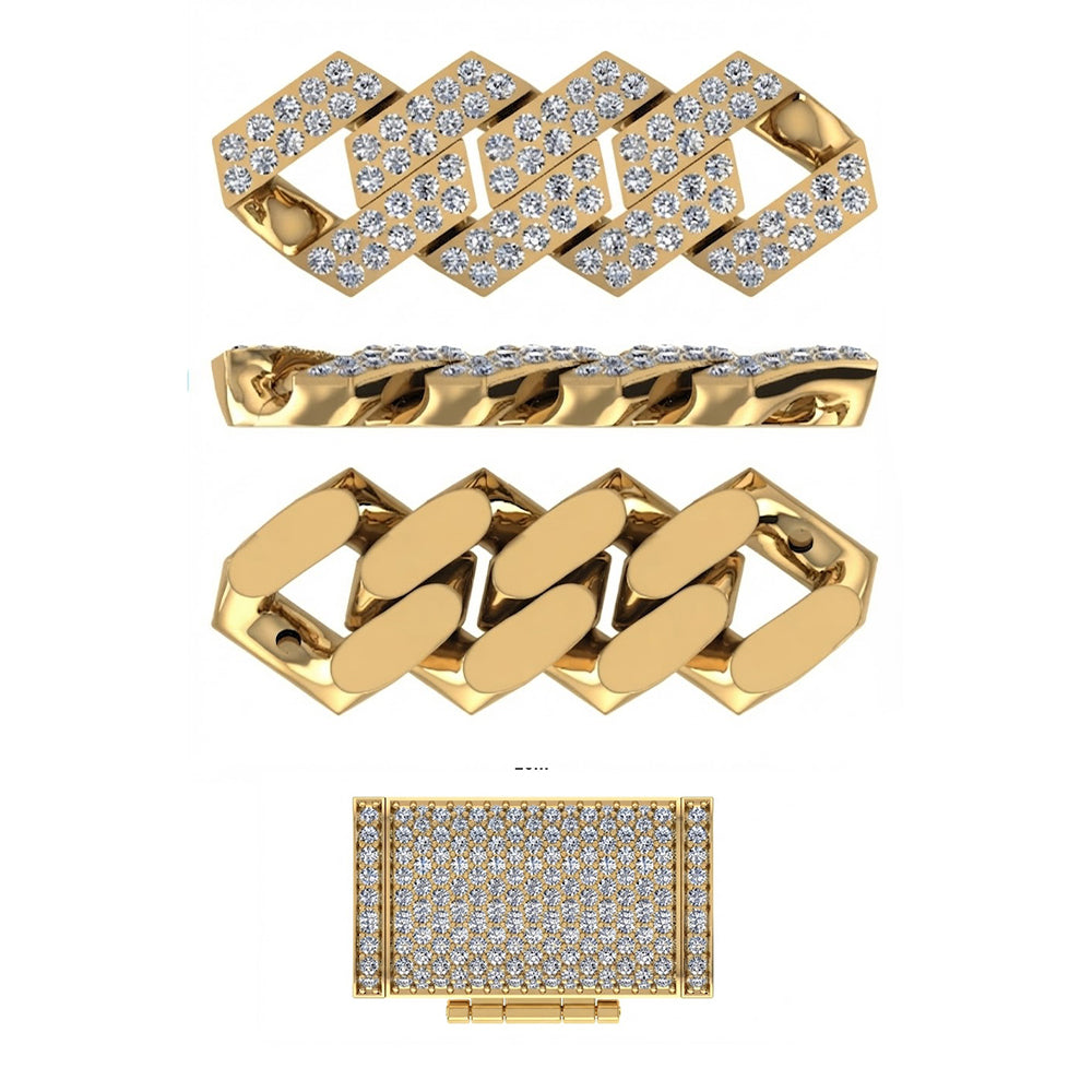 14mm Moissanite Diamond Fully Iced Square Double Row Cuban Link Chain