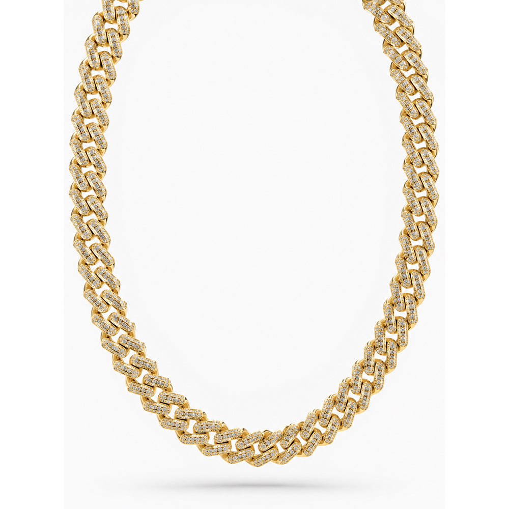 14mm Moissanite Round Diamond U Shape Cuban Link Chain With KD Letter Lock