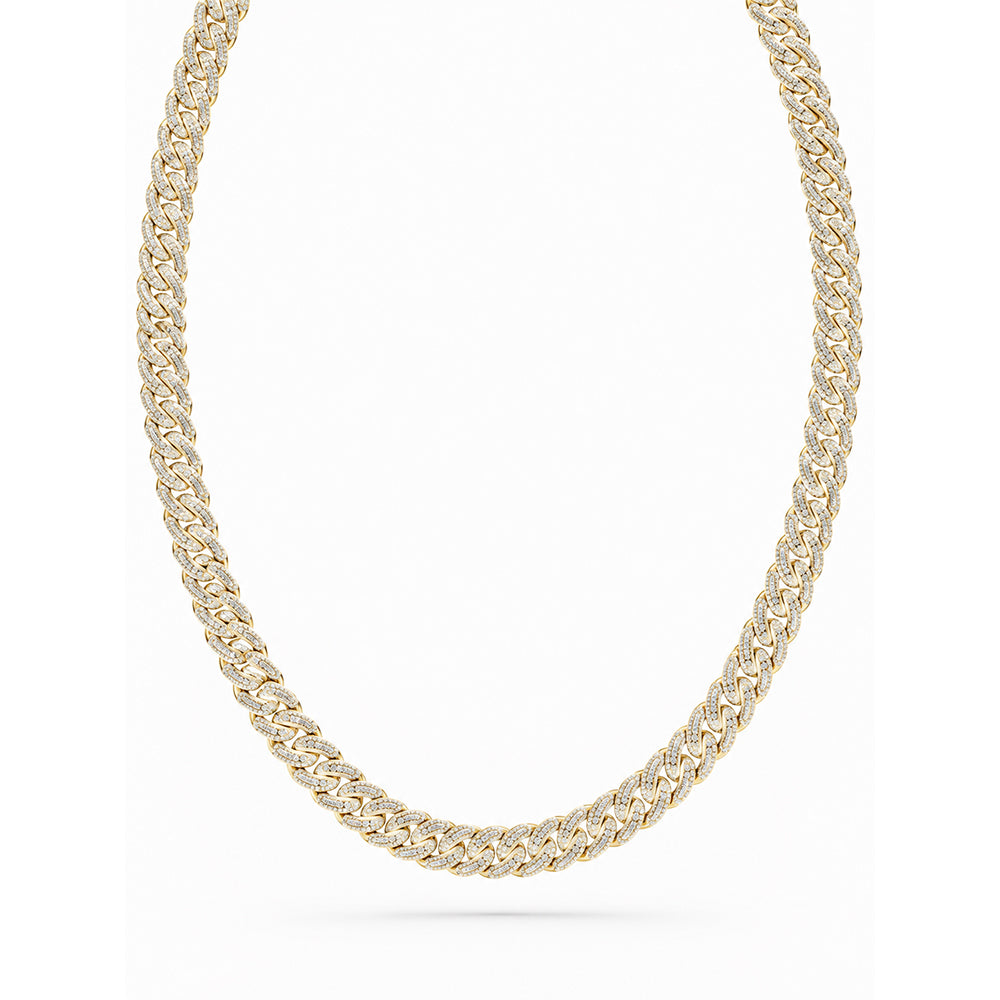14mm Moissanite Diamond Fully Iced Three Row Cuban Link Chain
