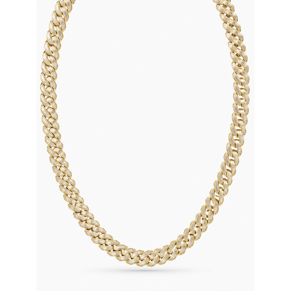 14mm Moissanite Diamond Baguette Iced Cuban Link Chain with POLLO Letter Lock