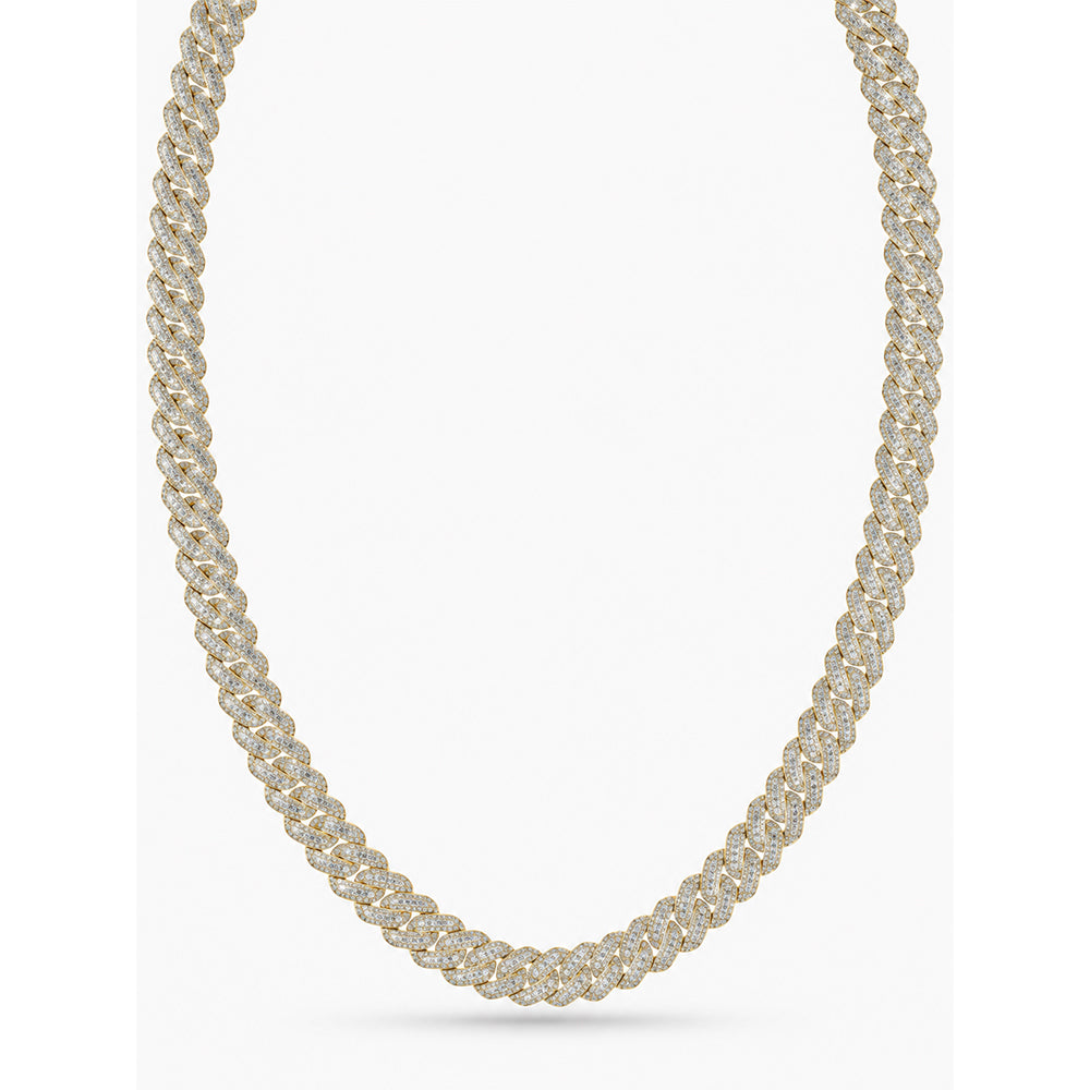 14mm Moissanite Diamond Fully Iced Three Row Cuban Link Chain