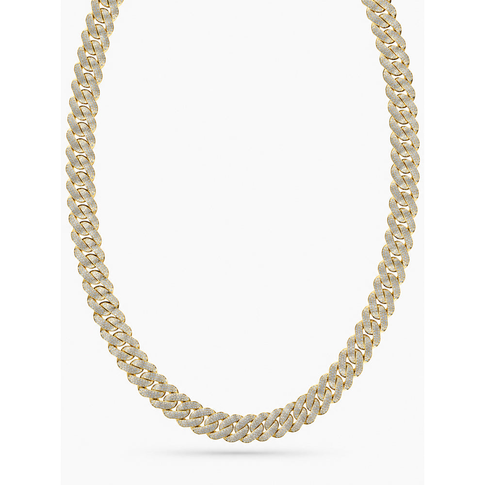 14mm Moissanite Round Diamond Fully Iced Three Row Cuban Link Chain
