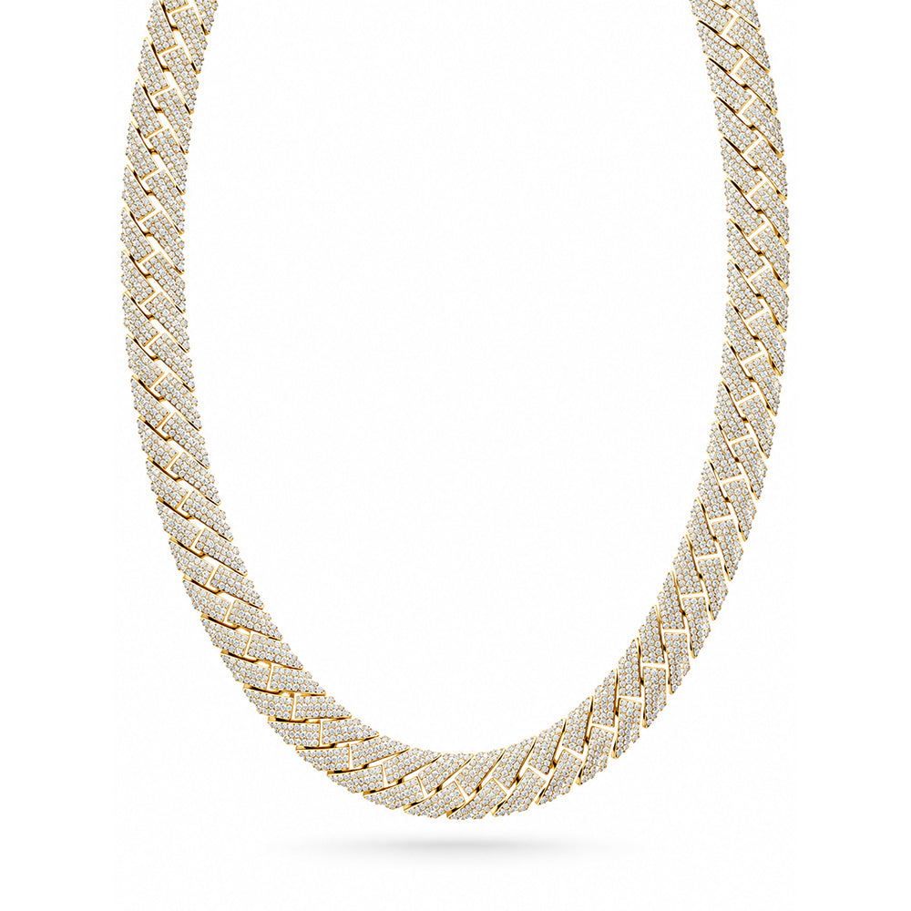14mm Moissanite Diamond Fully Iced Miami Three Row Cuban Link Chain
