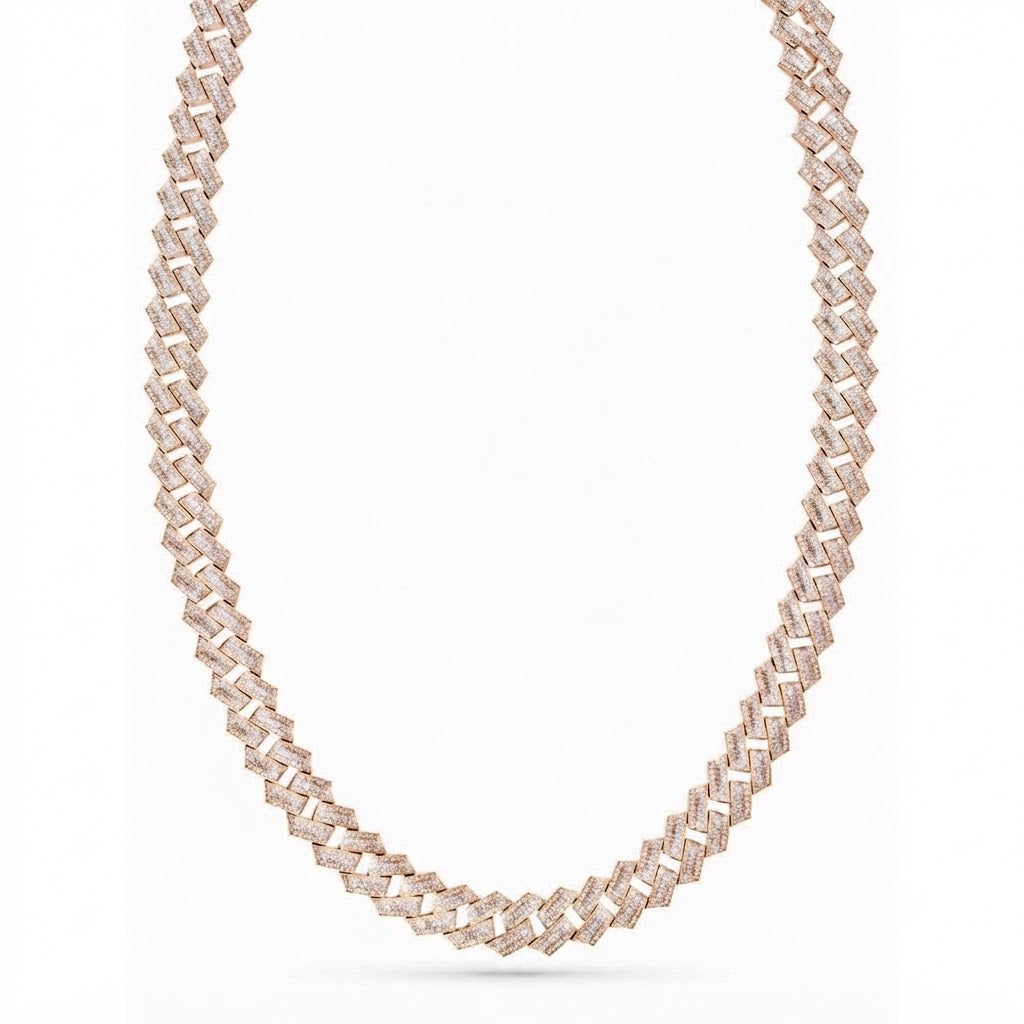 14mm Moissanite Round Baguette Diamond Iced Cuban Link Chain- 5MM Wide