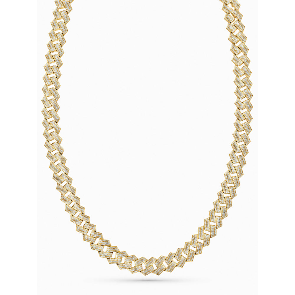 14mm Moissanite Round Baguette Diamond Iced Cuban Link Chain- 5MM Wide