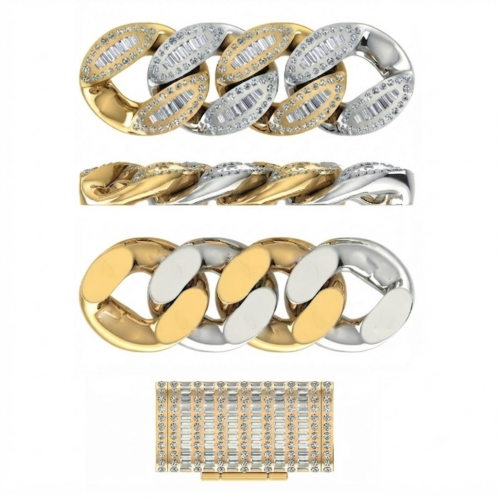 14mm Moissanite Baguette Diamond Iced Cuban Link Chain - 5MM Wide