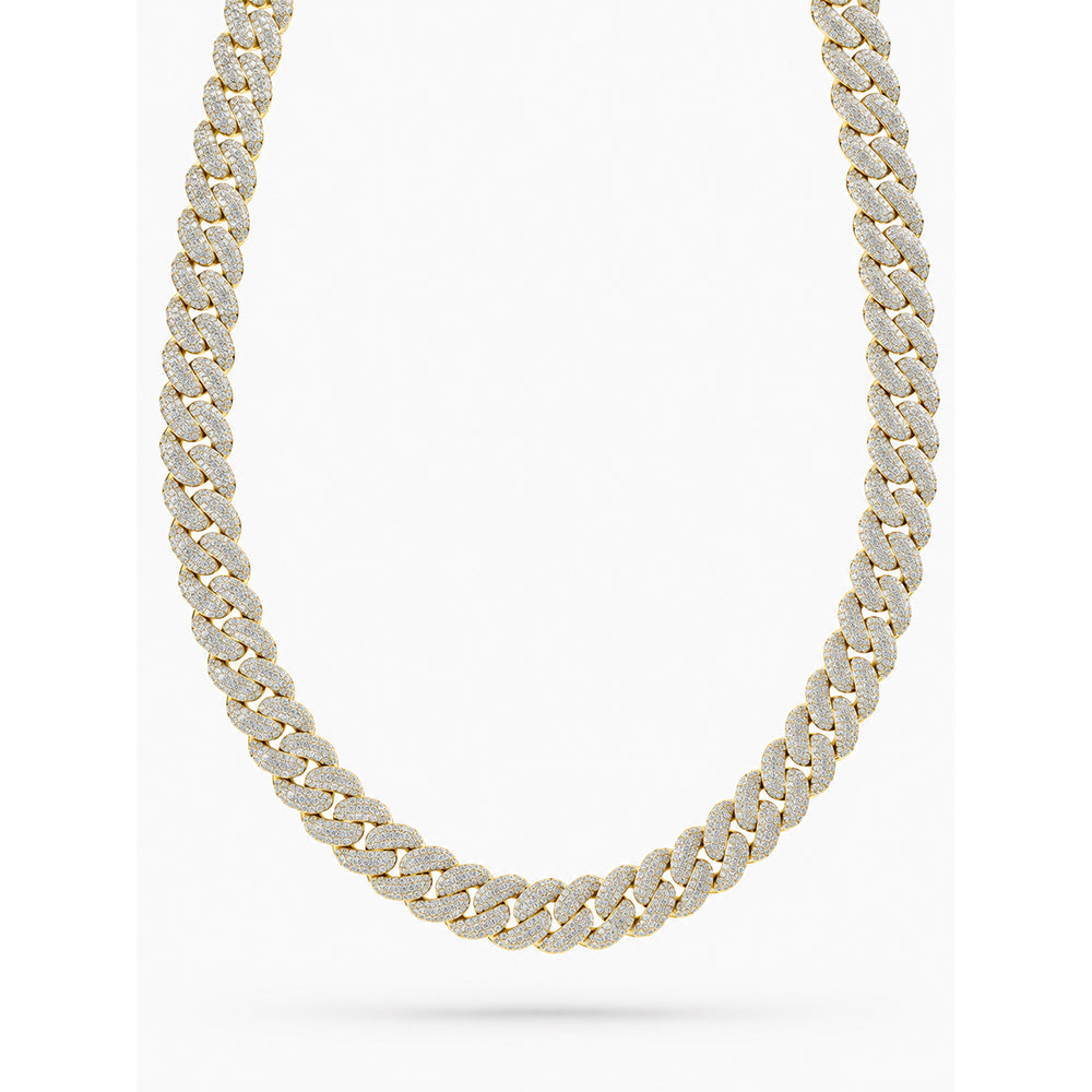 15mm Moissanite Diamond Fully Iced Three Row Cuban Link Chain - 5.5MM Wide