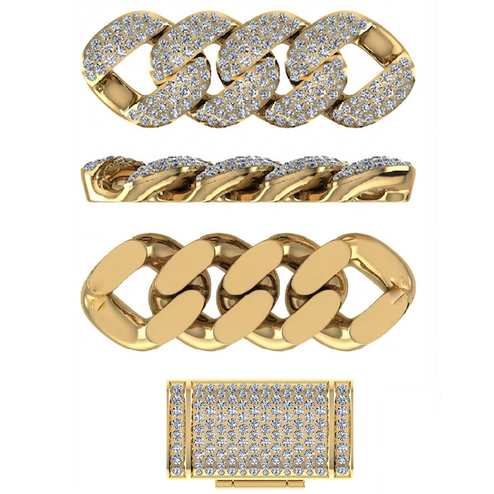 15mm Moissanite Diamond Fully Iced Three Row Cuban Link Chain - 5.5MM Wide