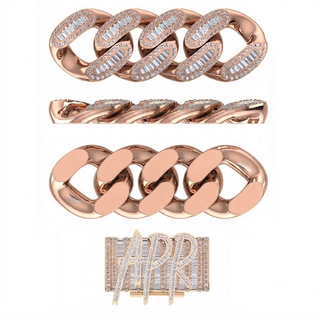 15mm Moissanite Baguette Diamond Iced Oval Shape Cuban Link Chain - 4.8MM Wide