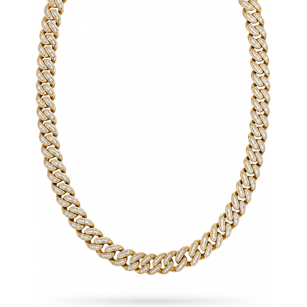 15mm Moissanite Baguette Diamond Iced Oval Shape Cuban Link Chain - 4.8MM Wide