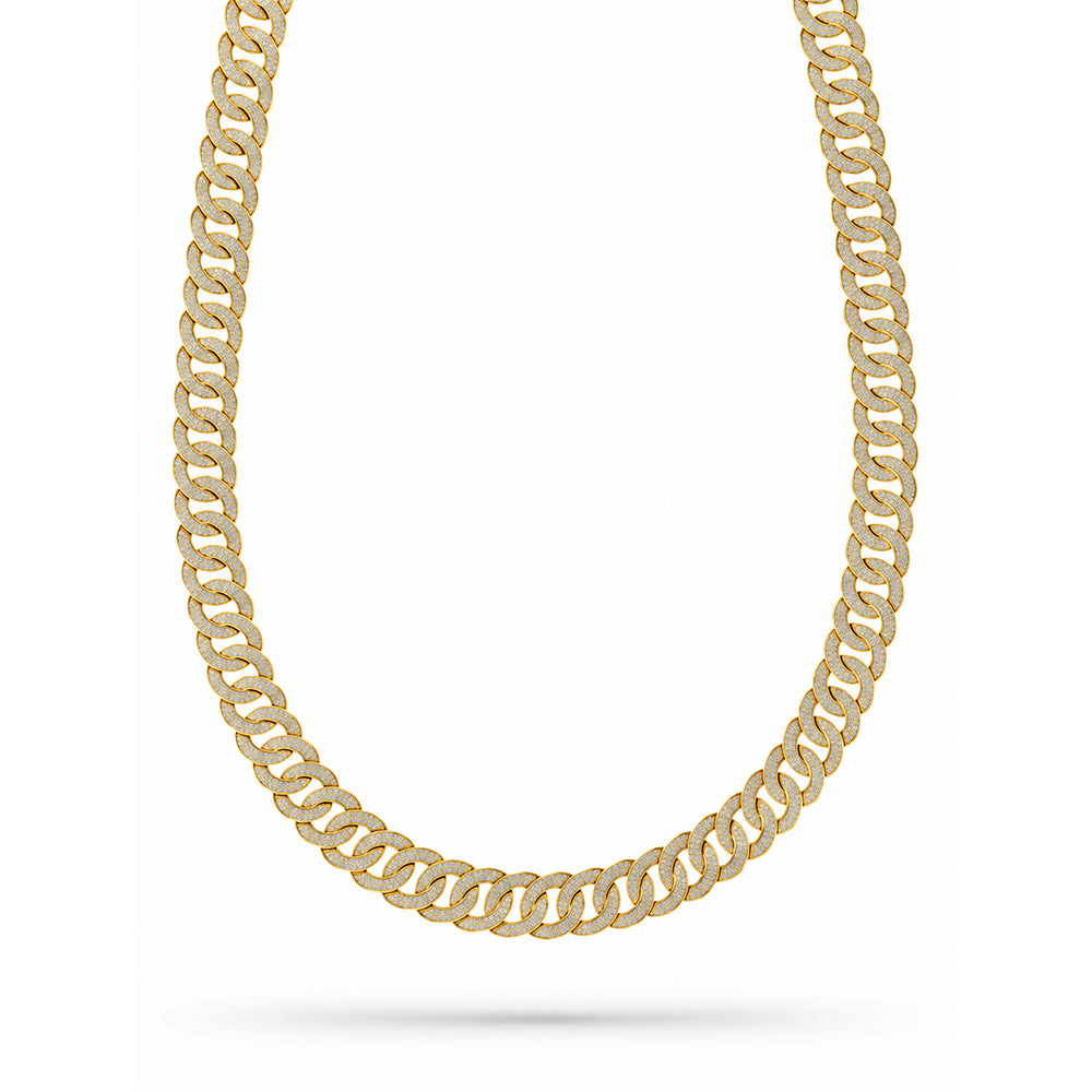 15mm Moissanite Diamond Round Ring Type Iced Cuban Link Chain - 3MM Wide