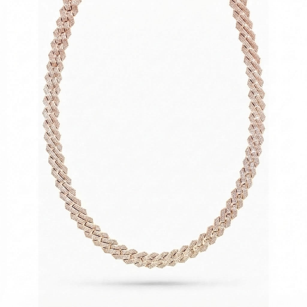 15mm Moissanite Diamond Iced Three Row Cuban Link Chain - 3.5MM Wide
