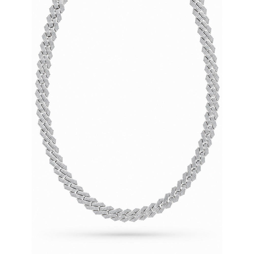 15mm Moissanite Diamond Iced Three Row Cuban Link Chain - 3.5MM Wide