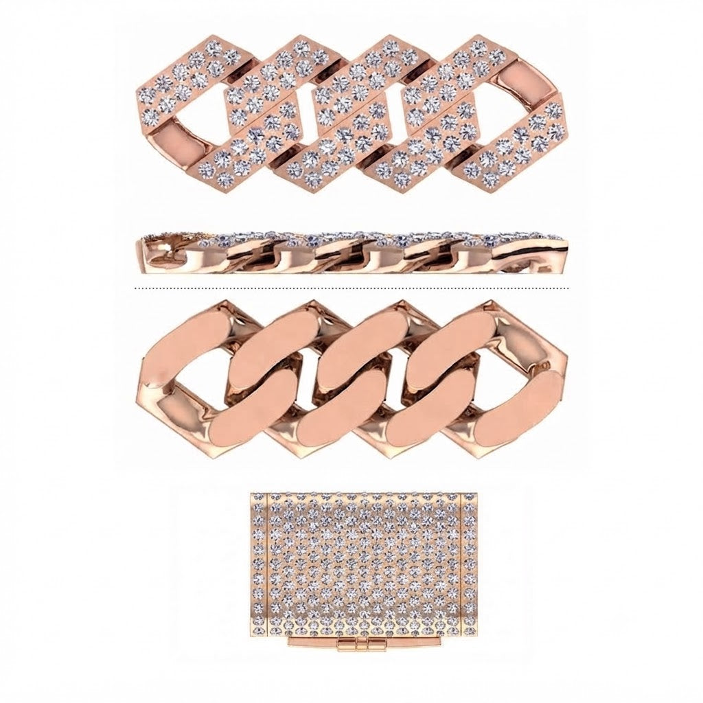 16mm Moissanite Diamond Iced Square Double Row Cuban Link Chain - 3.8MM Wide