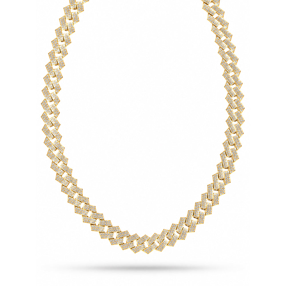 16mm Moissanite Diamond Iced Square Double Row Cuban Link Chain - 3.8MM Wide