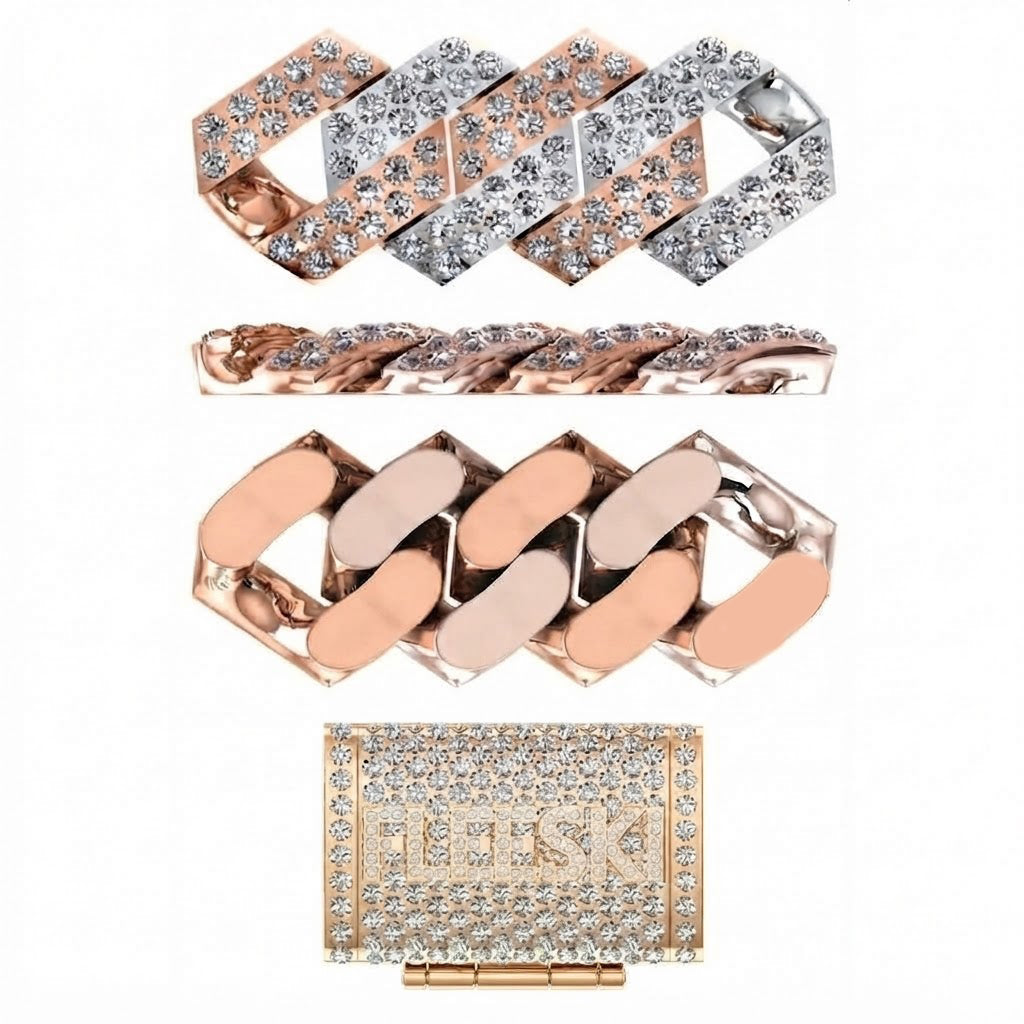 16mm Moissanite Diamond Iced Two-Tone Double Row Cuban Link Chain - 4.2MM Wide