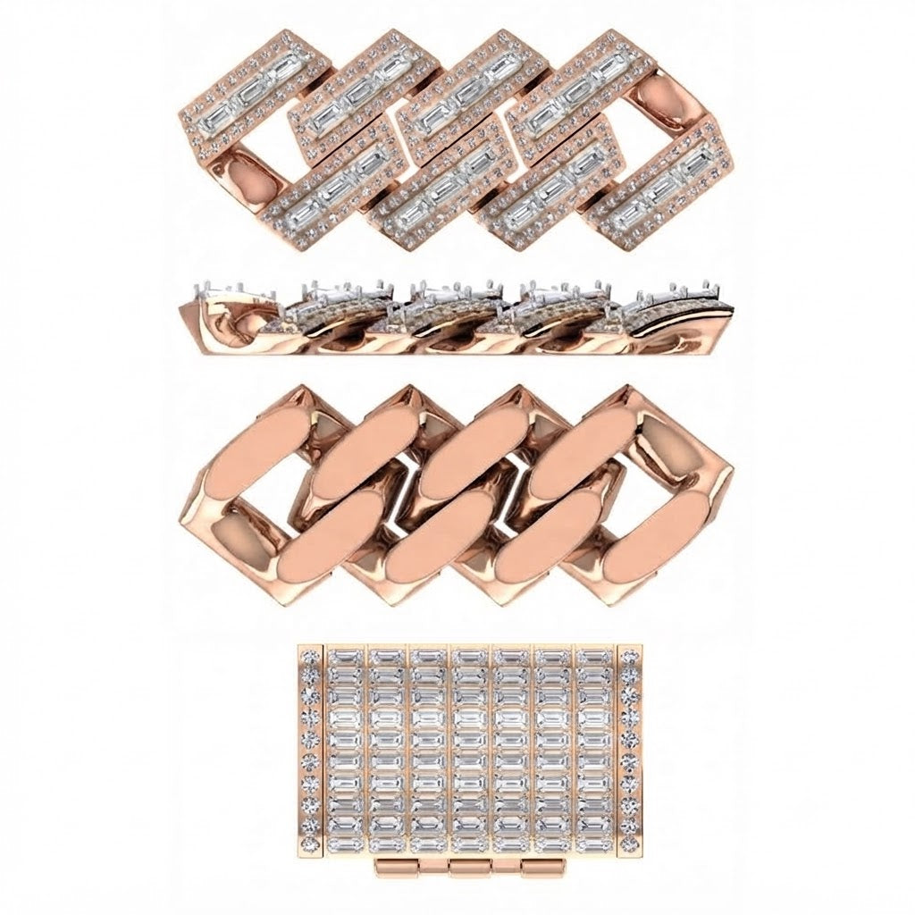 16mm Moissanite Diamond Round Baguette Iced Cuban Link Chain - 4.5MM Wide