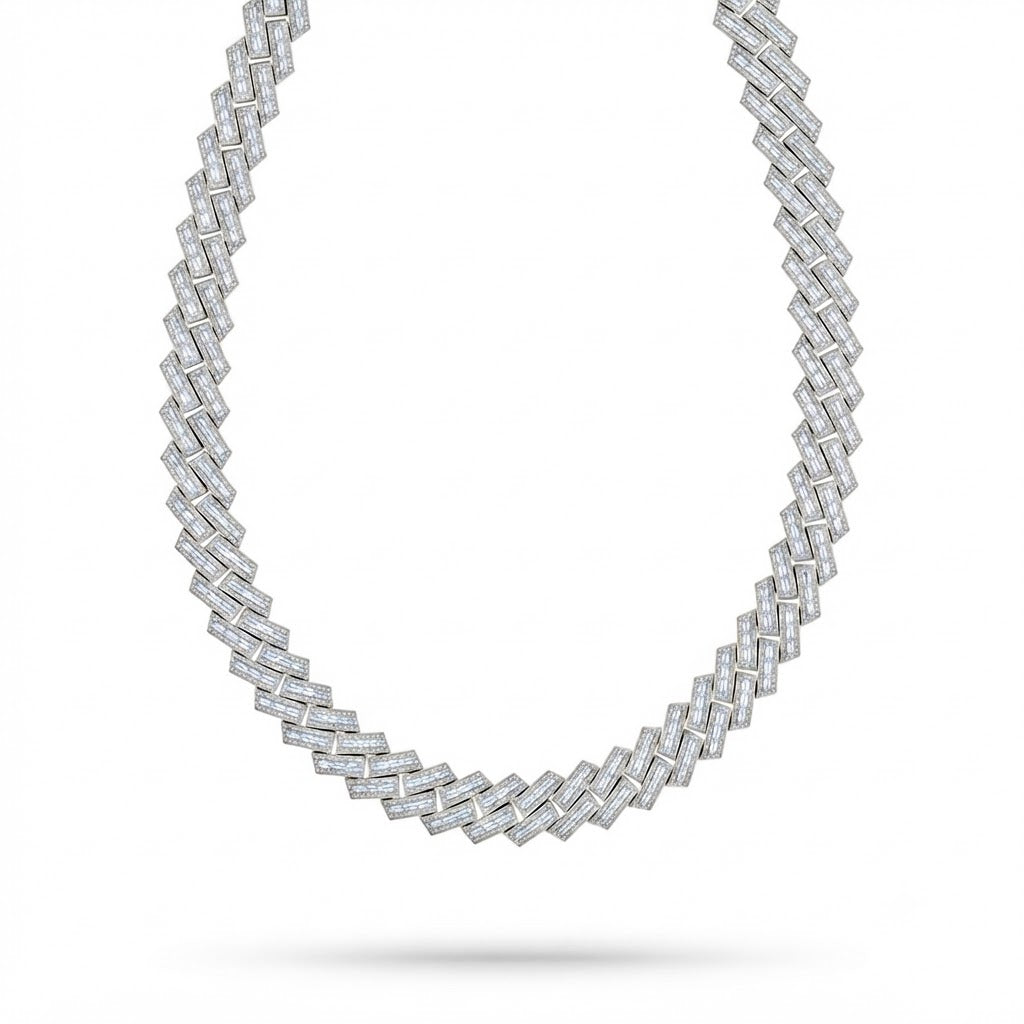 16mm Moissanite Diamond Round Baguette Iced Cuban Link Chain - 4.5MM Wide