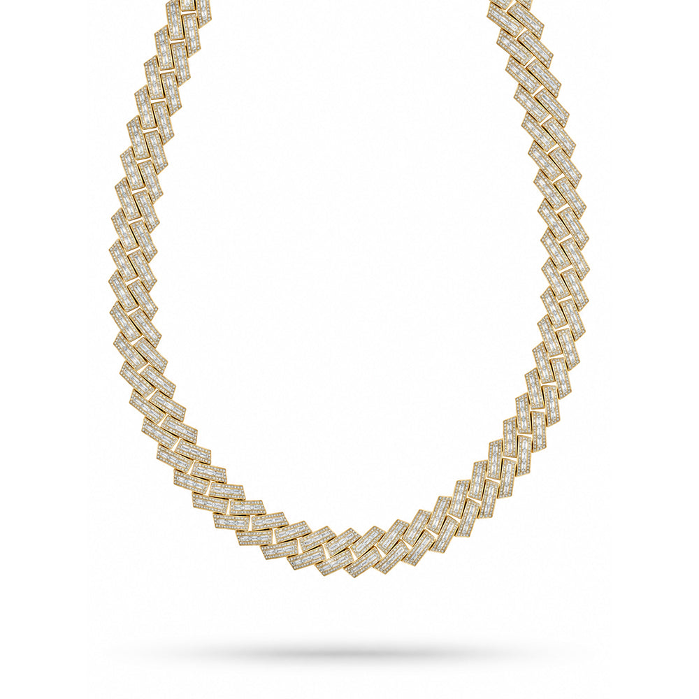 16mm Moissanite Diamond Round Baguette Iced Cuban Link Chain - 4.5MM Wide