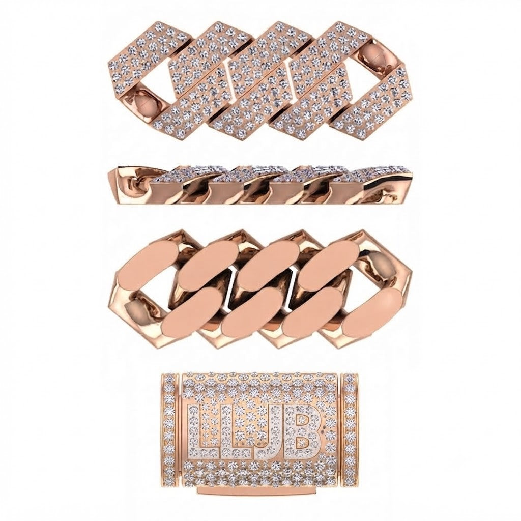 16mm Moissanite Diamond Fully Iced Square Three Row Cuban Link Chain - 4.5MM Wide