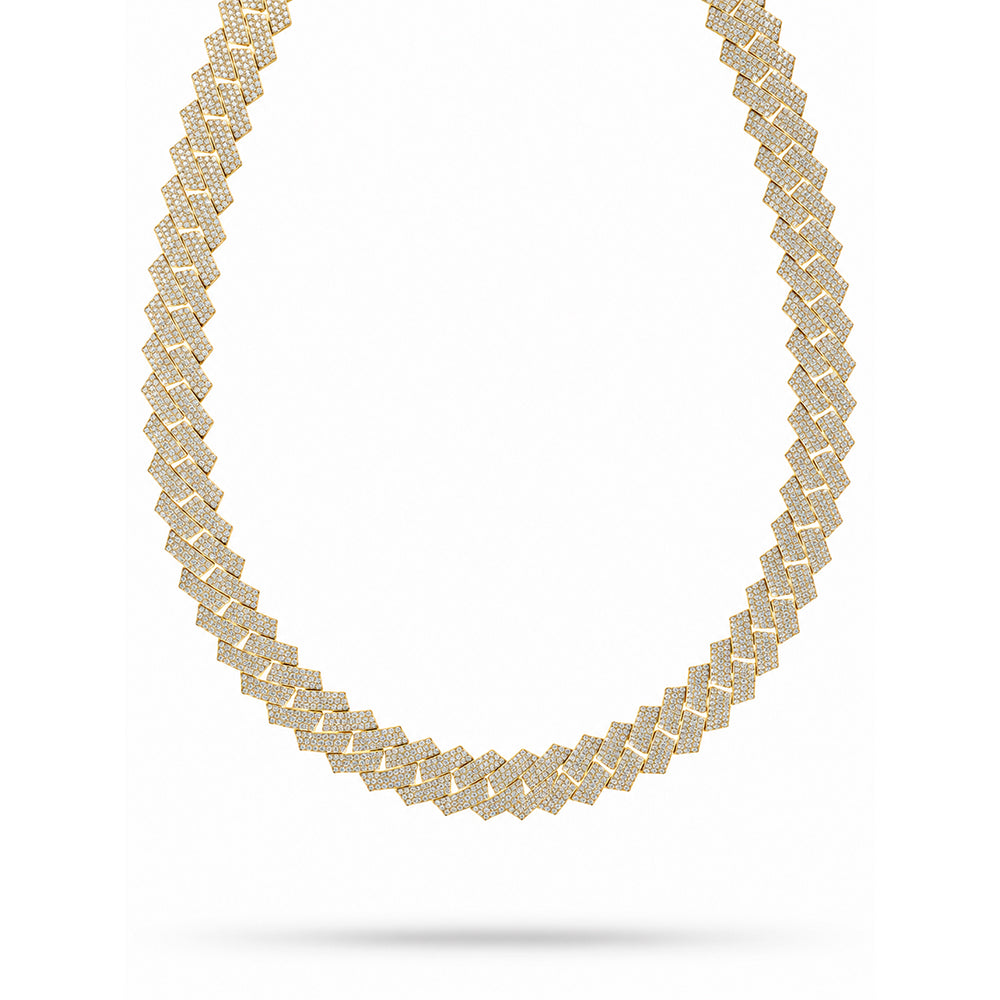16mm Moissanite Diamond Fully Iced Square Three Row Cuban Link Chain - 4.5MM Wide