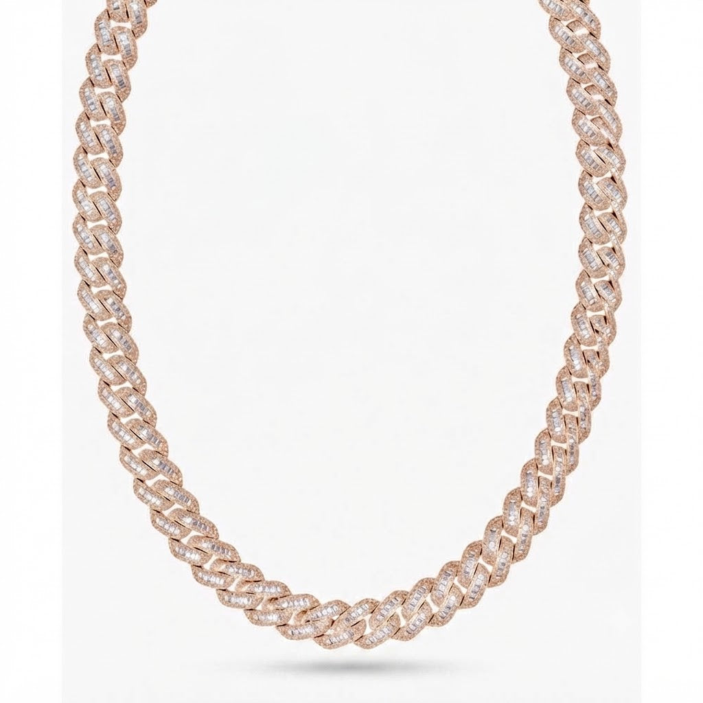 16mm Moissanite Baguette Round Diamond Iced Cuban Link Chain - 4.8MM Wide