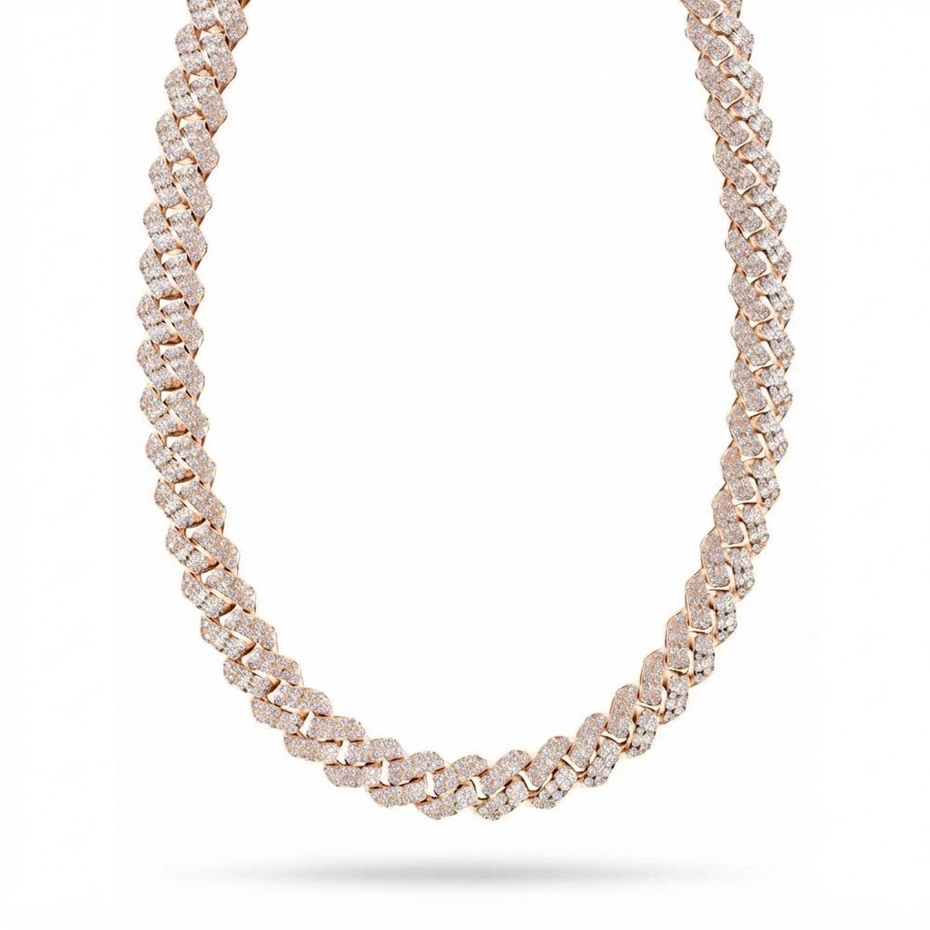 16mm Moissanite Diamond Iced Double Row Cuban Link Chain - 4.8MM Wide