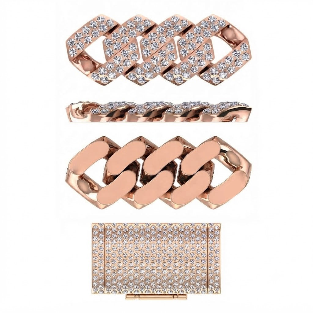 16mm Moissanite Diamond Iced Double Row Cuban Link Chain - 4.8MM Wide