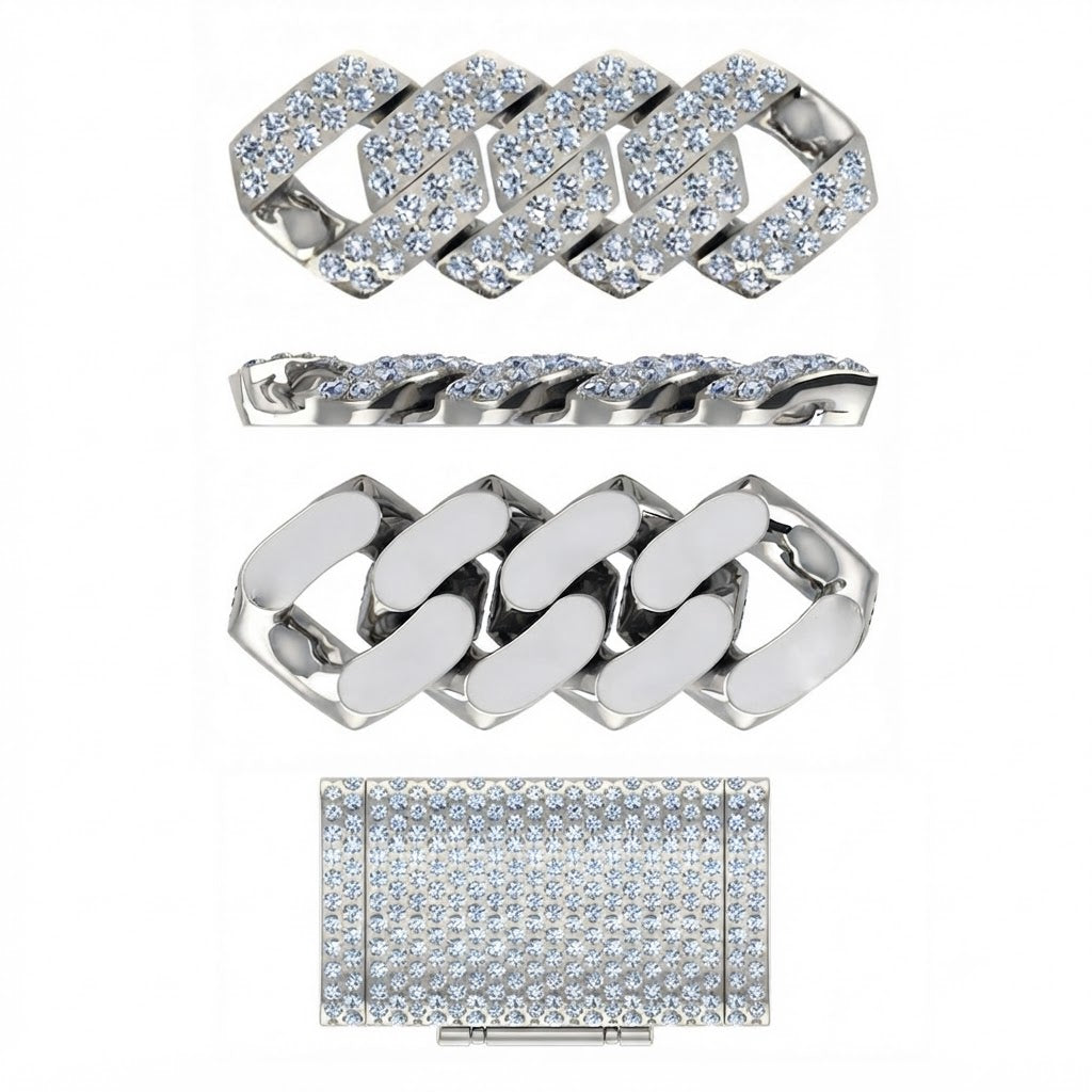 16mm Moissanite Diamond Iced Double Row Cuban Link Chain - 4.8MM Wide