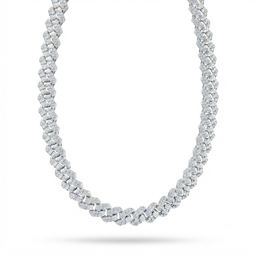 16mm Moissanite Diamond Iced Double Row Cuban Link Chain - 4.8MM Wide
