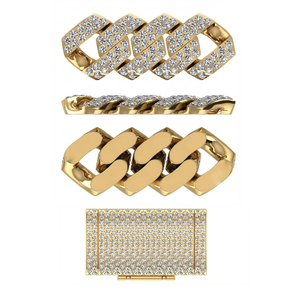 16mm Moissanite Diamond Iced Double Row Cuban Link Chain - 4.8MM Wide