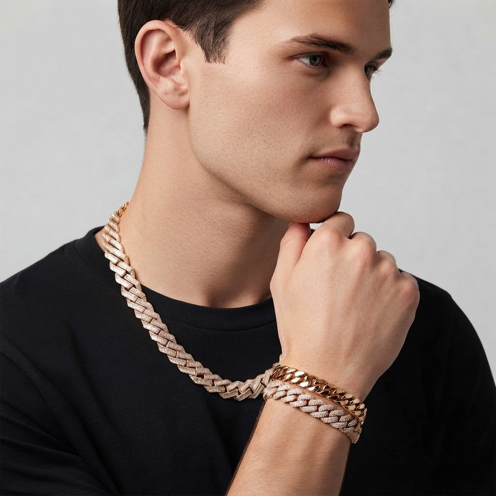 16mm Moissanite Baguette Round Diamond Hip Hop Cuban Link Chain - 4MM Wide