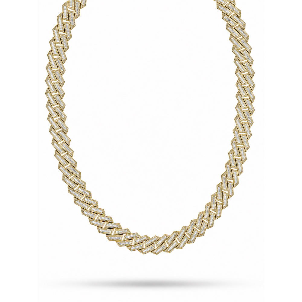 16mm Moissanite Baguette Round Diamond Hip Hop Cuban Link Chain - 4MM Wide