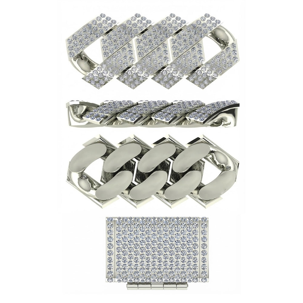 16mm Moissanite Round Diamond Three Row Cuban Link Chain - 5.5MM Wide