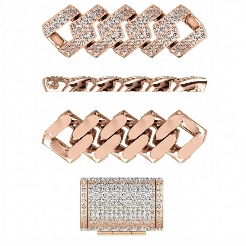 16mm Moissanite Diamond Iced Cuban Link Chain with Snake Pattern - 4.3MM Wide