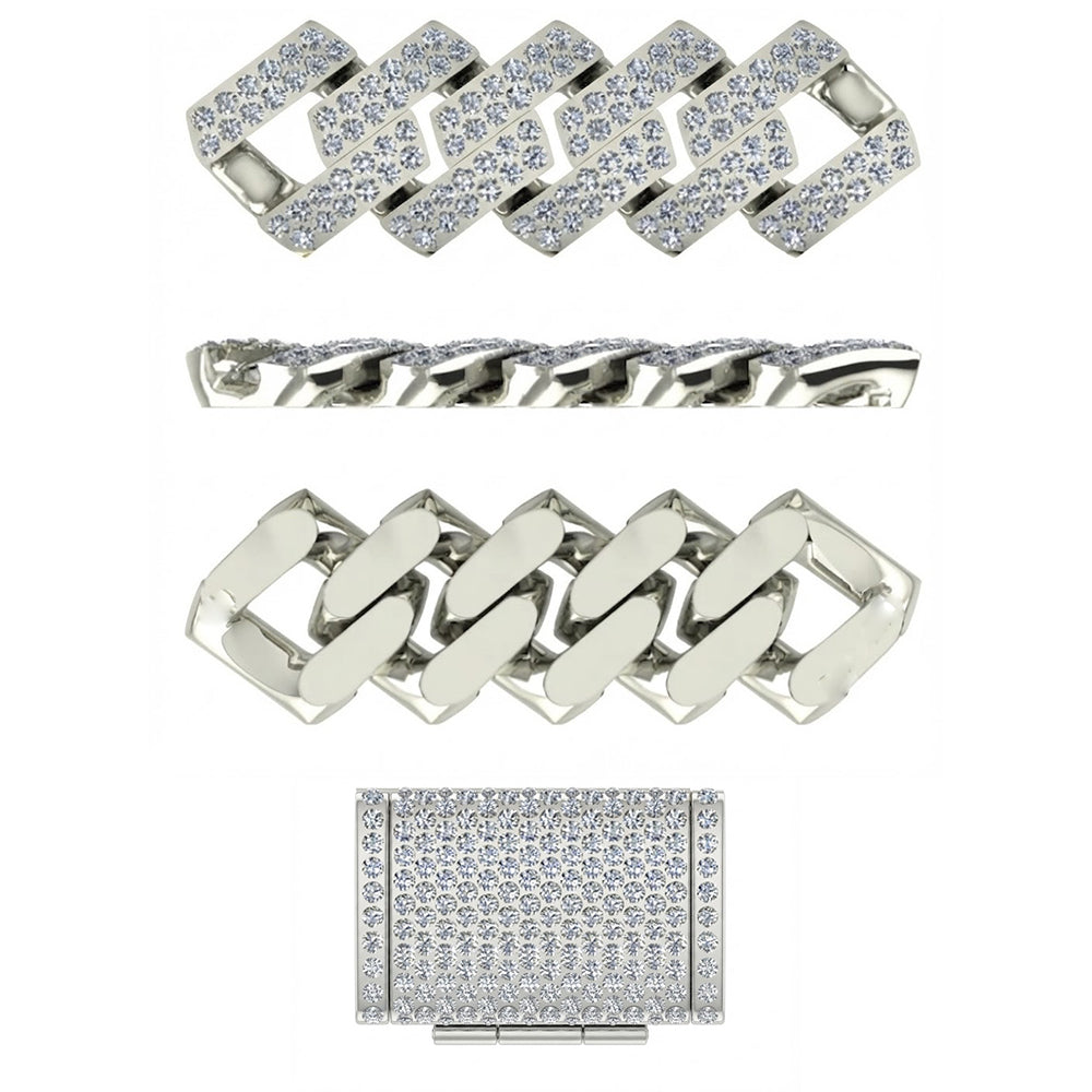 16mm Moissanite Diamond Iced Cuban Link Chain with Snake Pattern - 4.3MM Wide