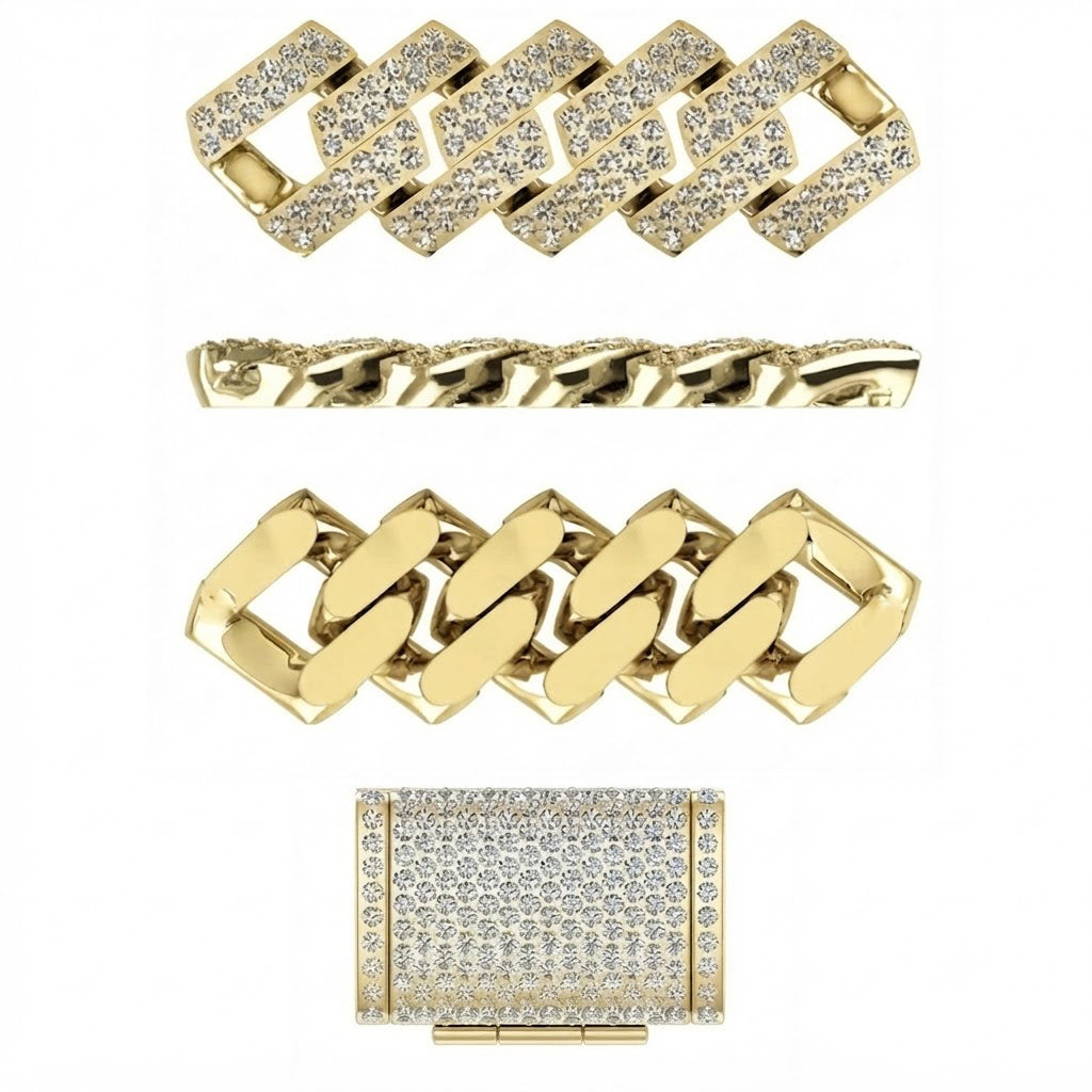 16mm Moissanite Diamond Iced Cuban Link Chain with Snake Pattern - 4.3MM Wide