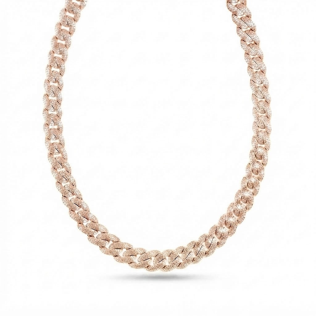 16mm Moissanite Diamond Iced Three Row Cuban Link Chain - 5.5MM Wide
