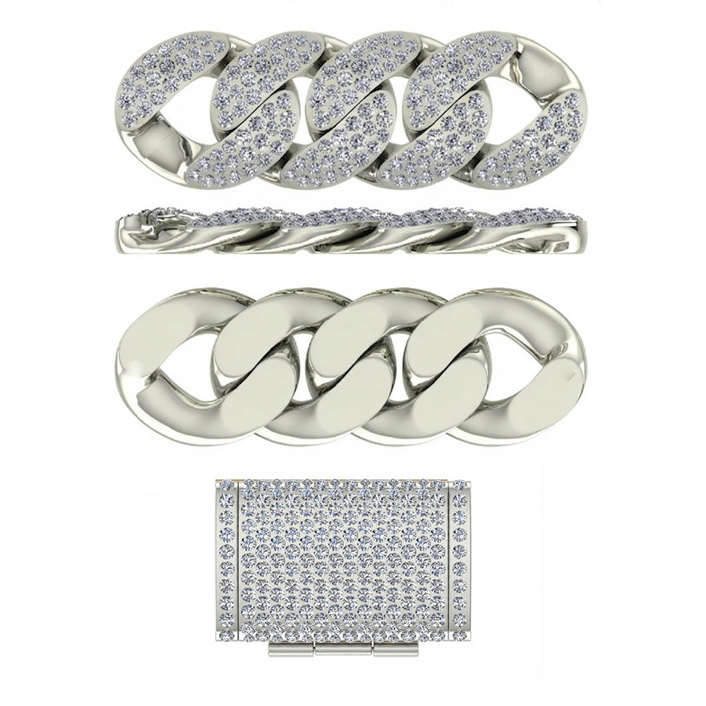 16mm Moissanite Diamond Iced Three Row Cuban Link Chain - 5.5MM Wide