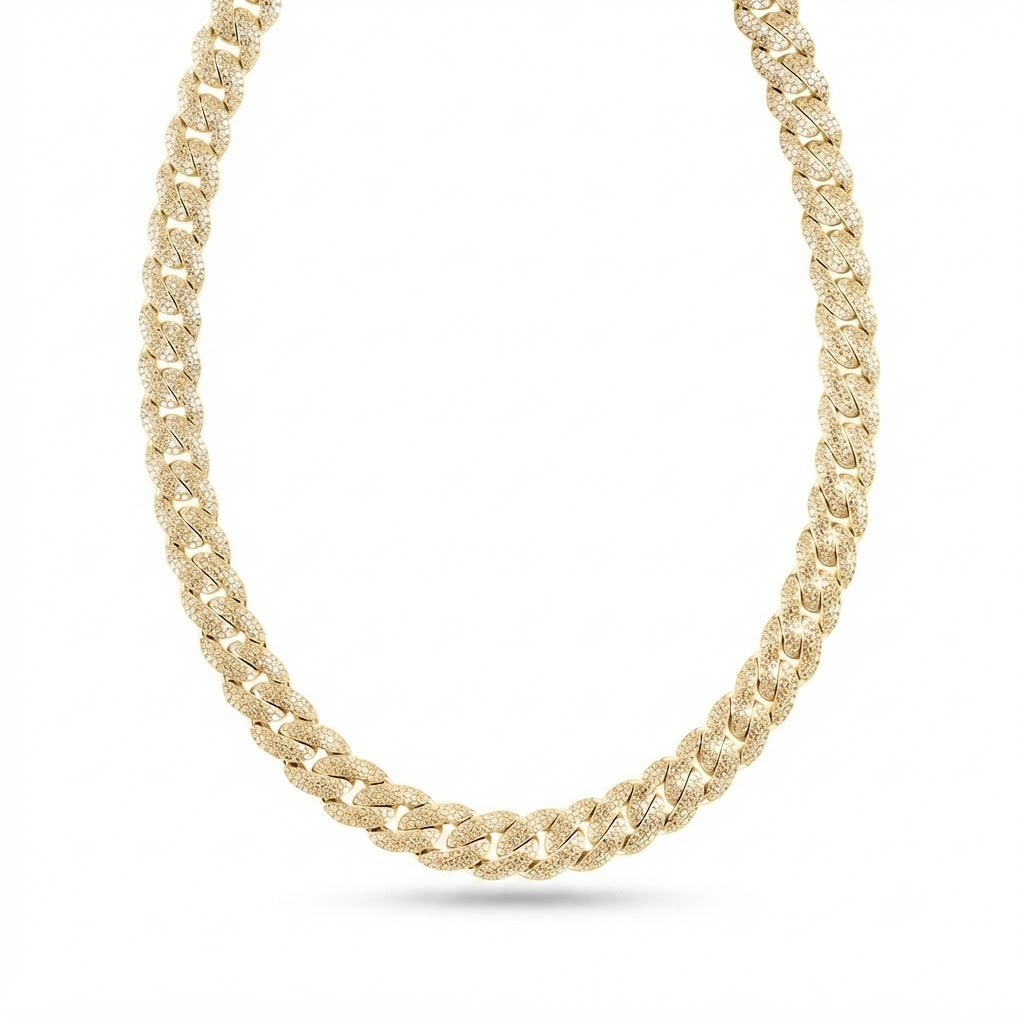 16mm Moissanite Diamond Iced Three Row Cuban Link Chain - 5.5MM Wide