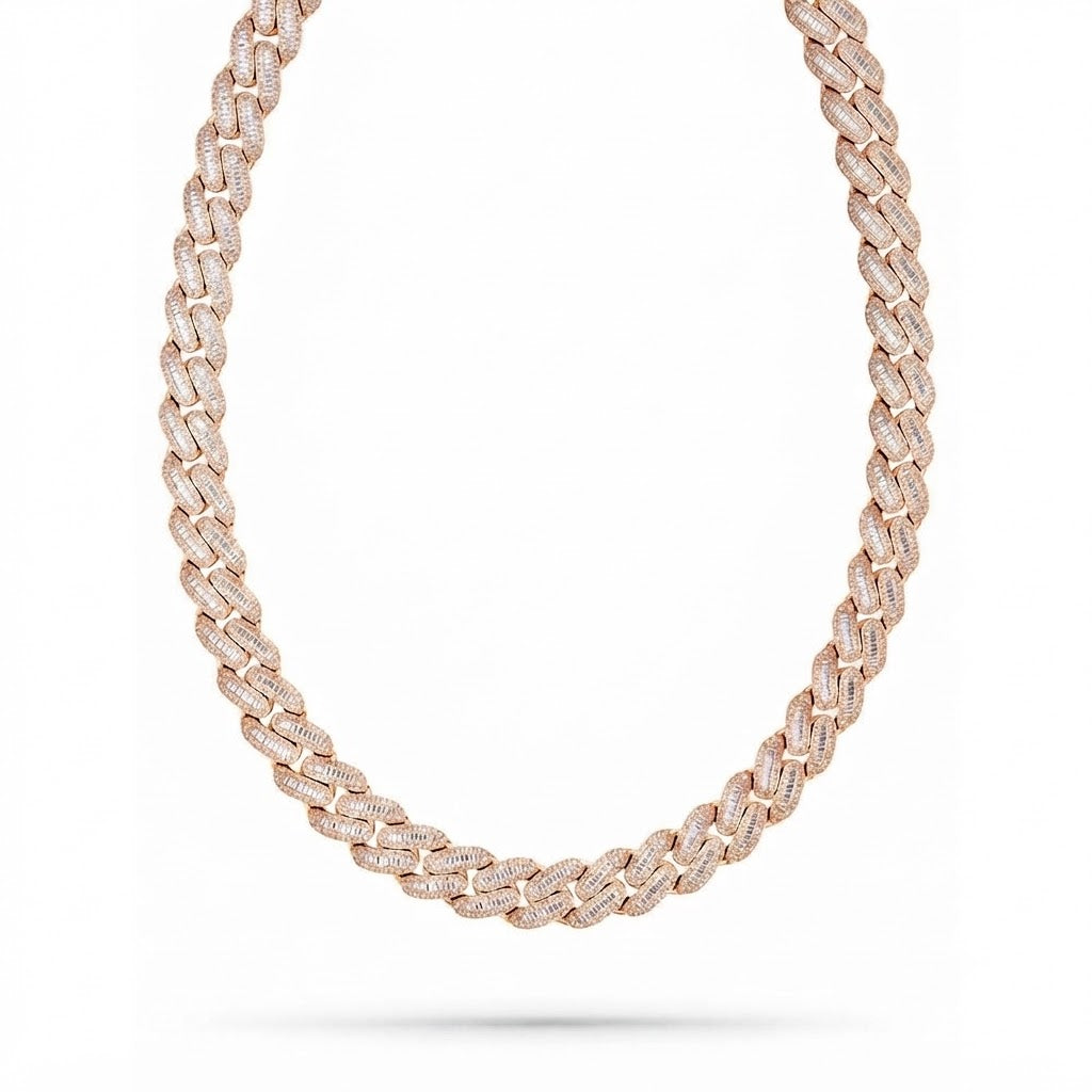 16mm Moissanite Round Baguette Diamond Oval Shape Cuban Link Chain - 5MM Wide