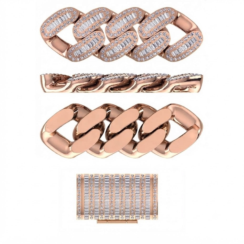 16mm Moissanite Round Baguette Diamond Oval Shape Cuban Link Chain - 5MM Wide