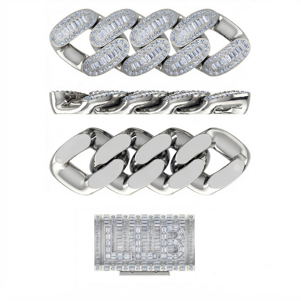 16mm Moissanite Round Baguette Diamond Oval Shape Cuban Link Chain - 5MM Wide