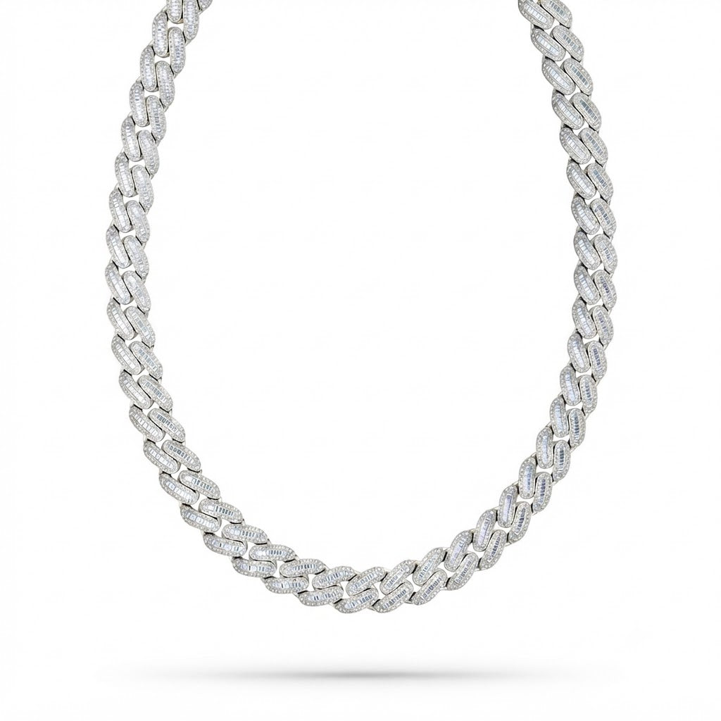 16mm Moissanite Round Baguette Diamond Oval Shape Cuban Link Chain - 5MM Wide