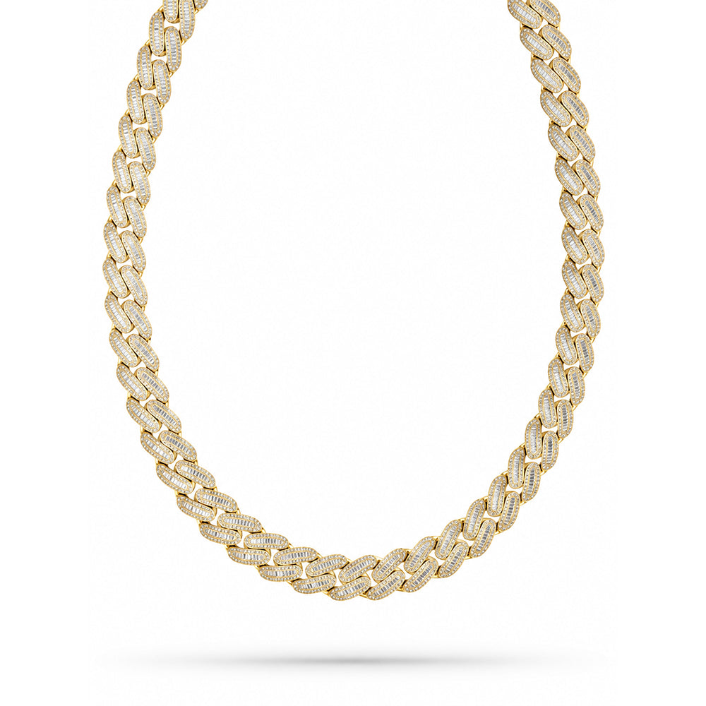 16mm Moissanite Round Baguette Diamond Oval Shape Cuban Link Chain - 5MM Wide
