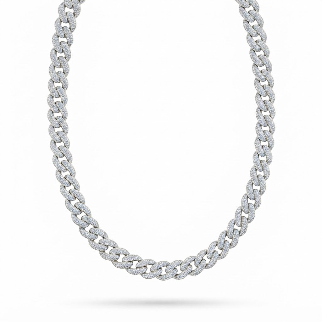 16mm Moissanite Diamond Iced Oval Shape Cuban Link Chain - 5MM Wide