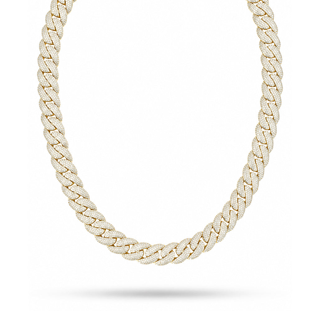 16mm Moissanite Diamond Iced Three Row Cuban Link Chain - 6MM Wide