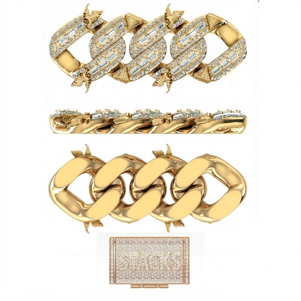 16mm Moissanite Diamond Bird Pattern Spiked Edge Cuban Link Chain - 6MM Wid